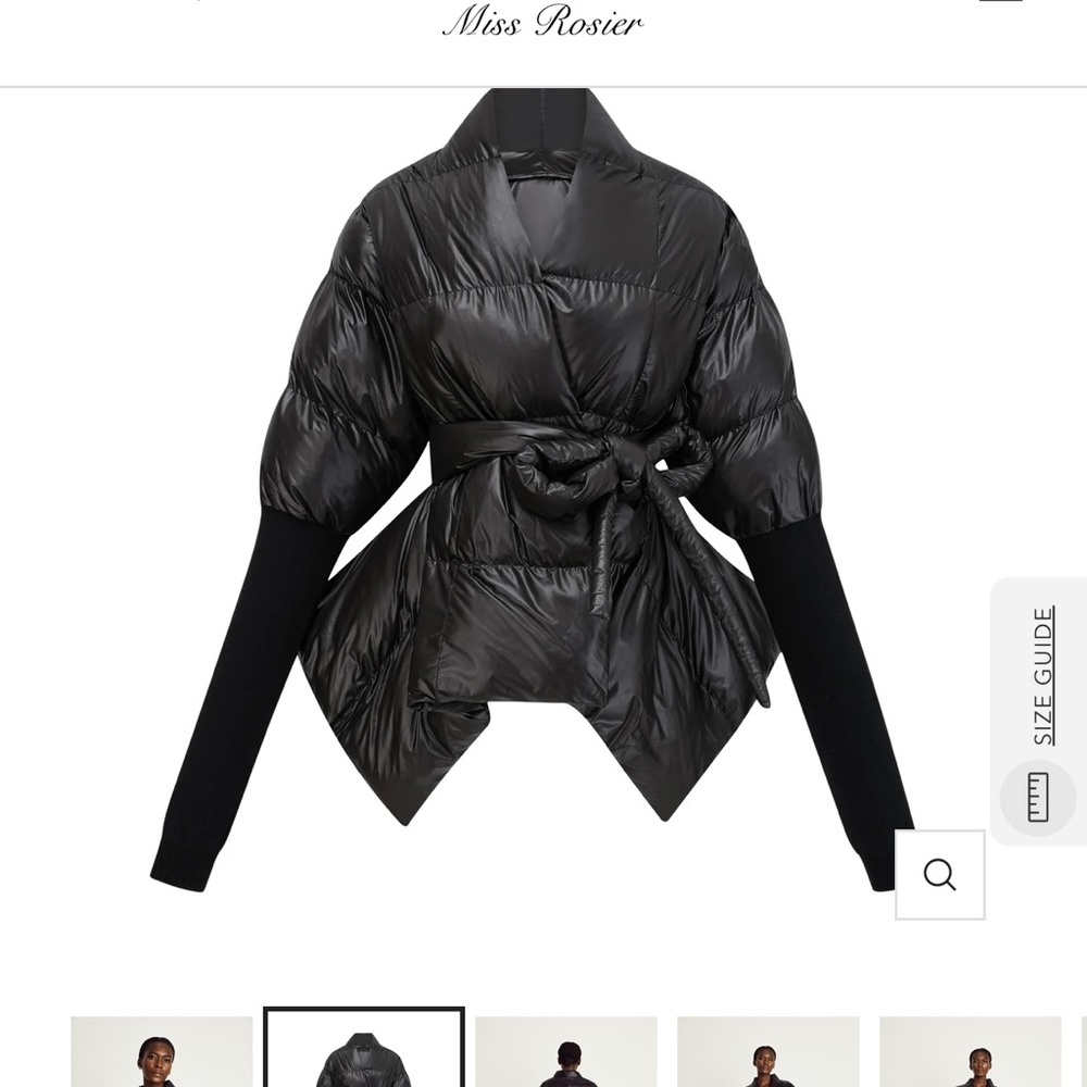 Black Puffer Belted Jacket - Picture 2 of 16